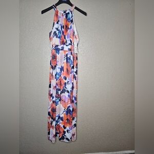 ELIZA J  Woman Floral  Halter Chiffon  Colorful  Maxi Dress Size 6